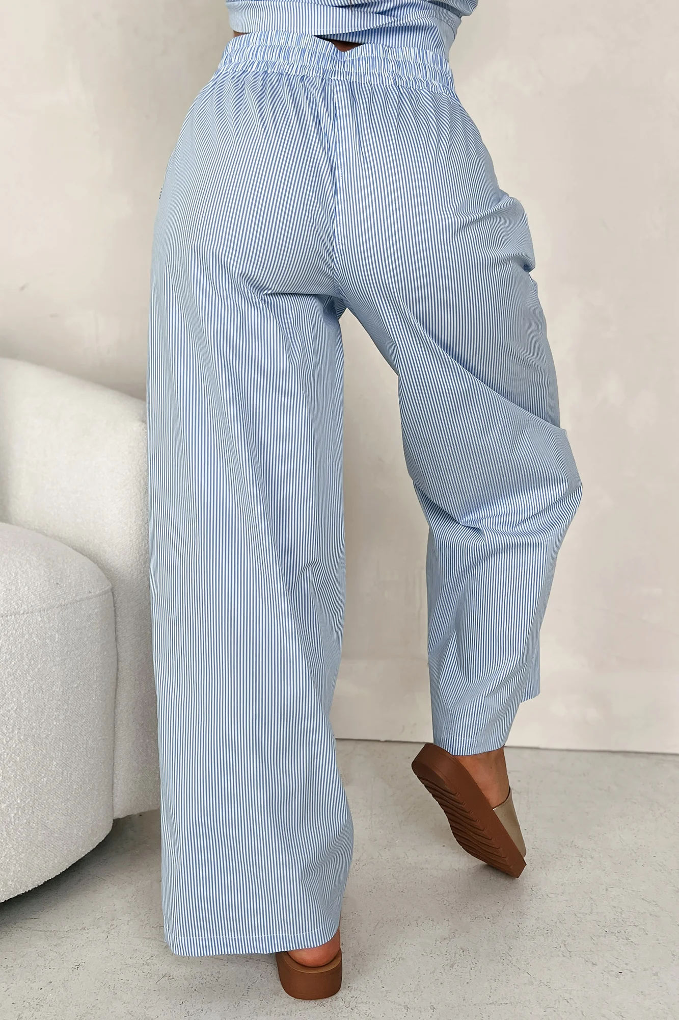 Seaside Summer Striped Wide Leg Pants (Blue Stripe) - Image 4