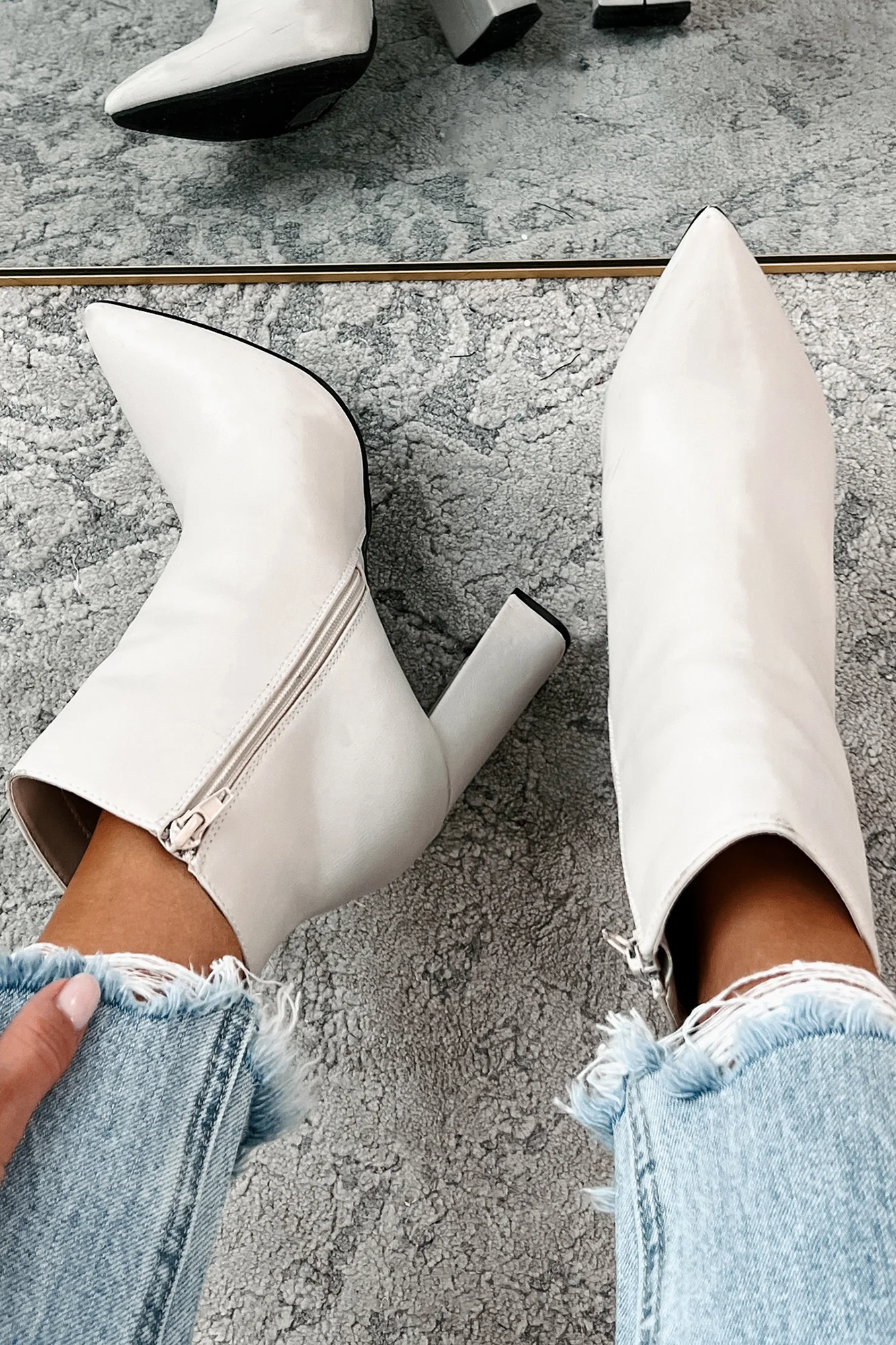 Simple Perfection Faux Leather Booties (Ivory PU) - Image 5