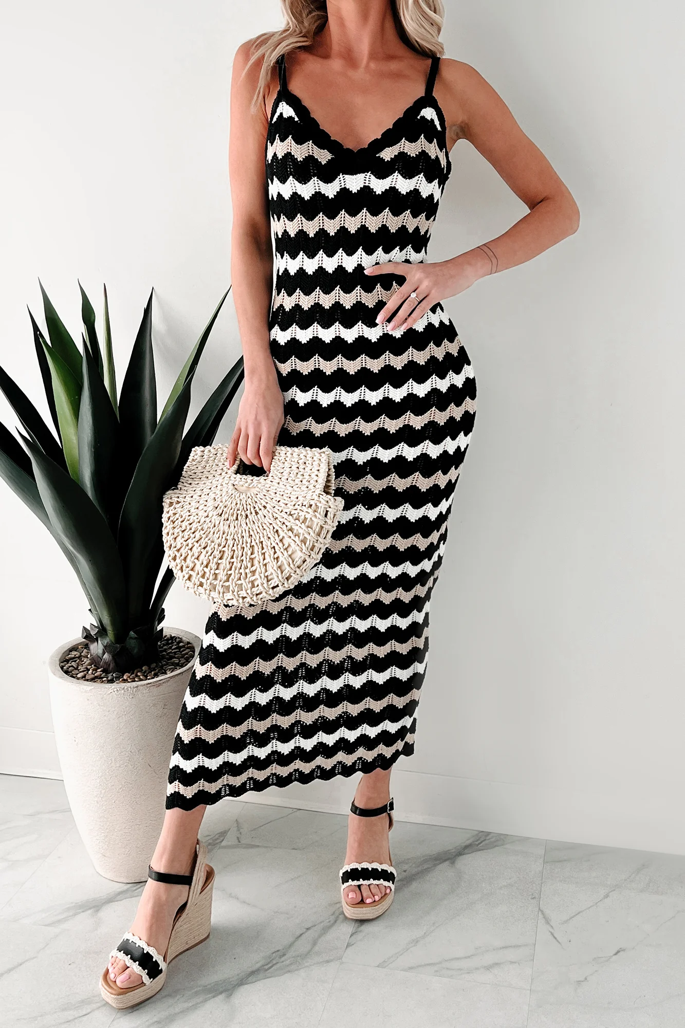 Simply Striped Sweater Knit Maxi Dress (Black Combo) - Image 2