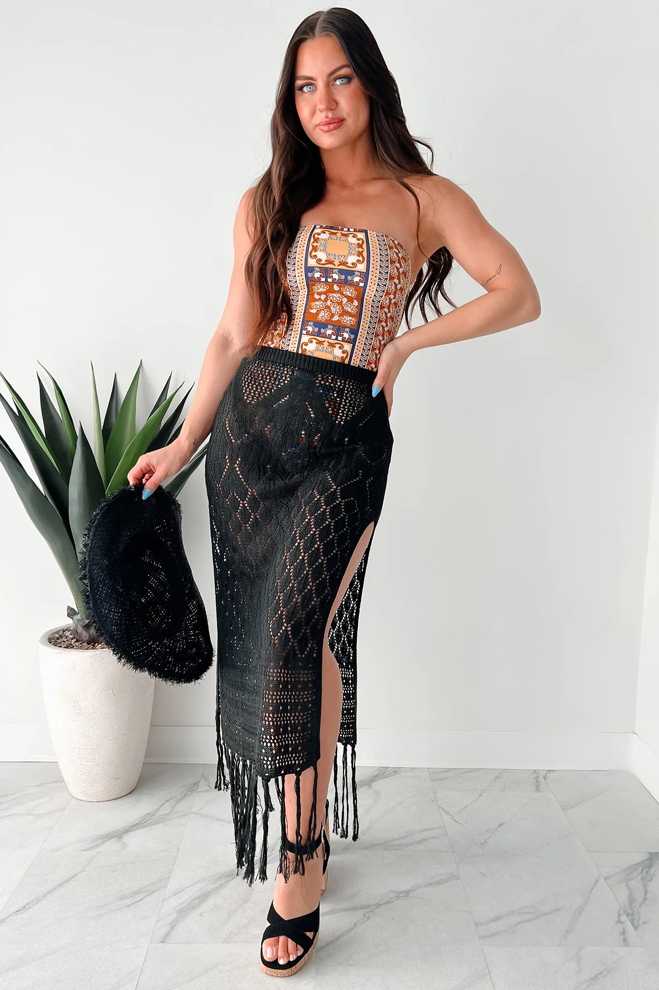 Sizzling Hot Strapless One Piece Swimsuit (Brown Multi) - Image 6