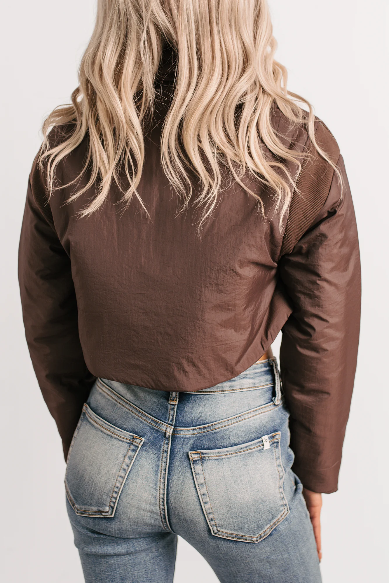 Snow Calls Cropped Bomber Jacket (Espresso) - Image 4