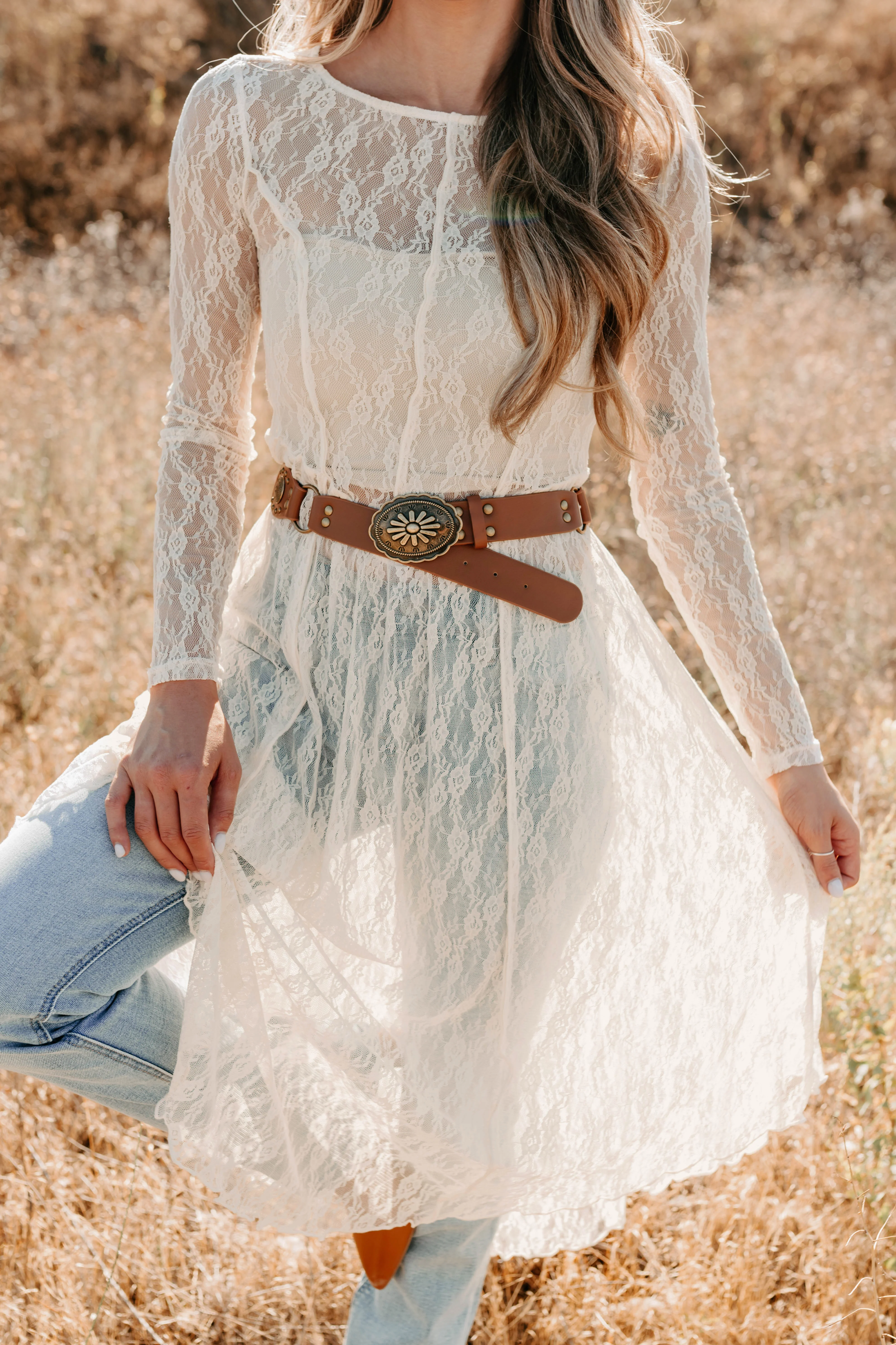 Spirit Dances Sheer Lace Midi Layering Dress (Ecru) - Image 8