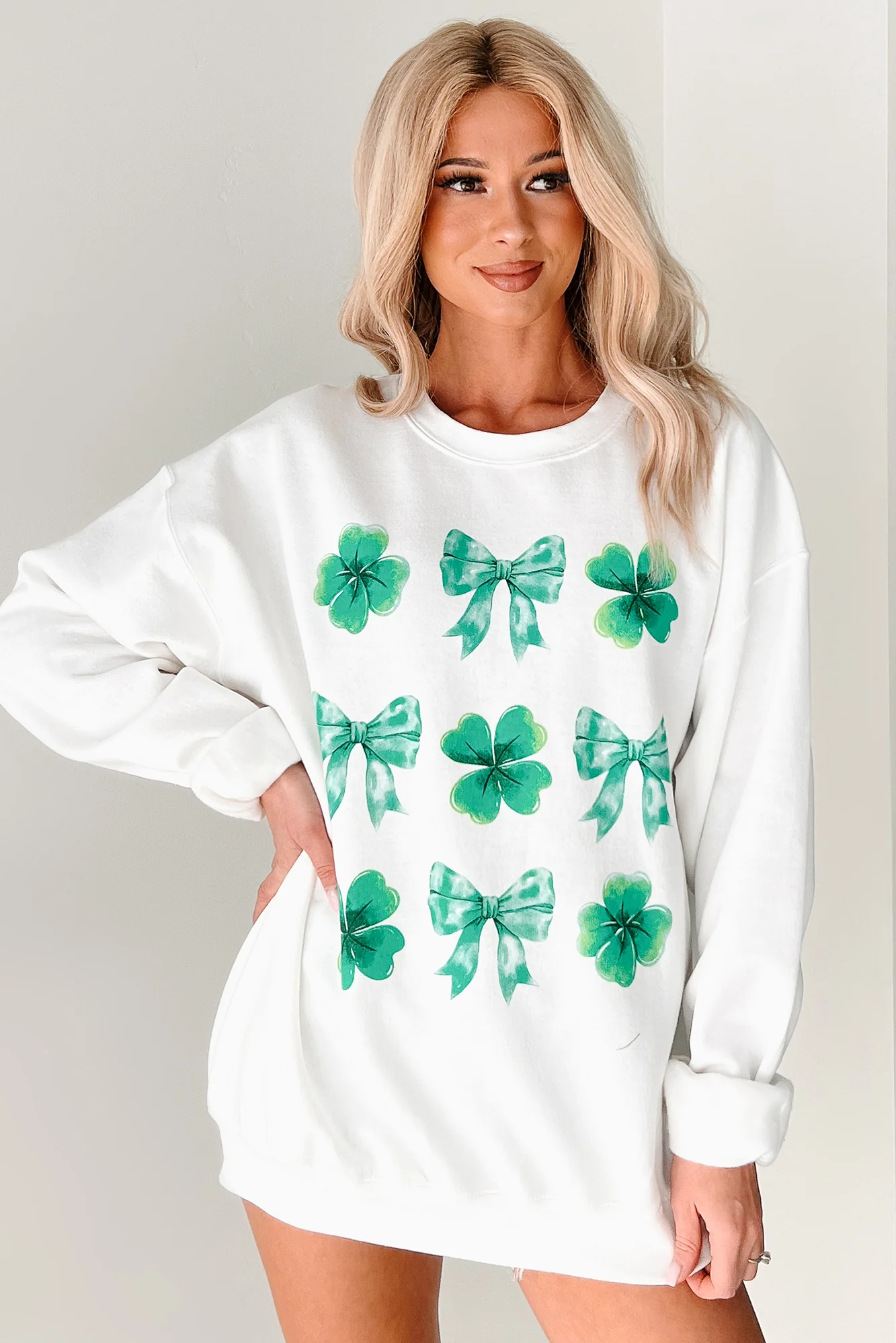 St. Paddy's Day Graphic Crewneck Sweatshirt (White) - Image 3