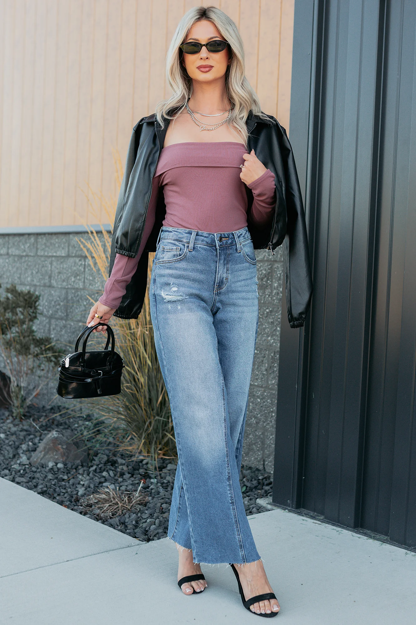 Starry Mood Off The Shoulder Bodysuit (Plum) - Image 3