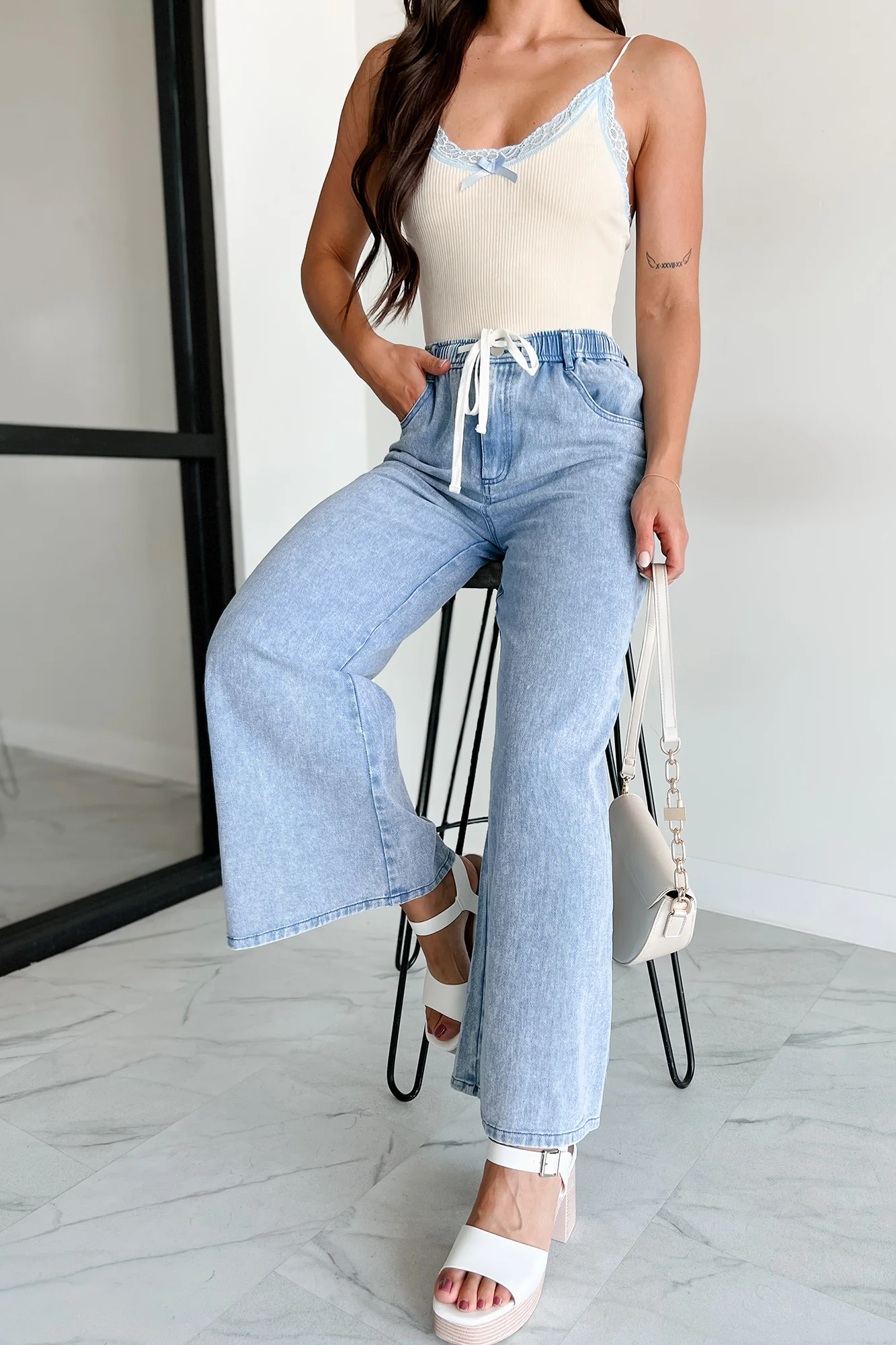 Sunny In San Fran Wide Leg Denim Pants (Denim Blue) - Image 8