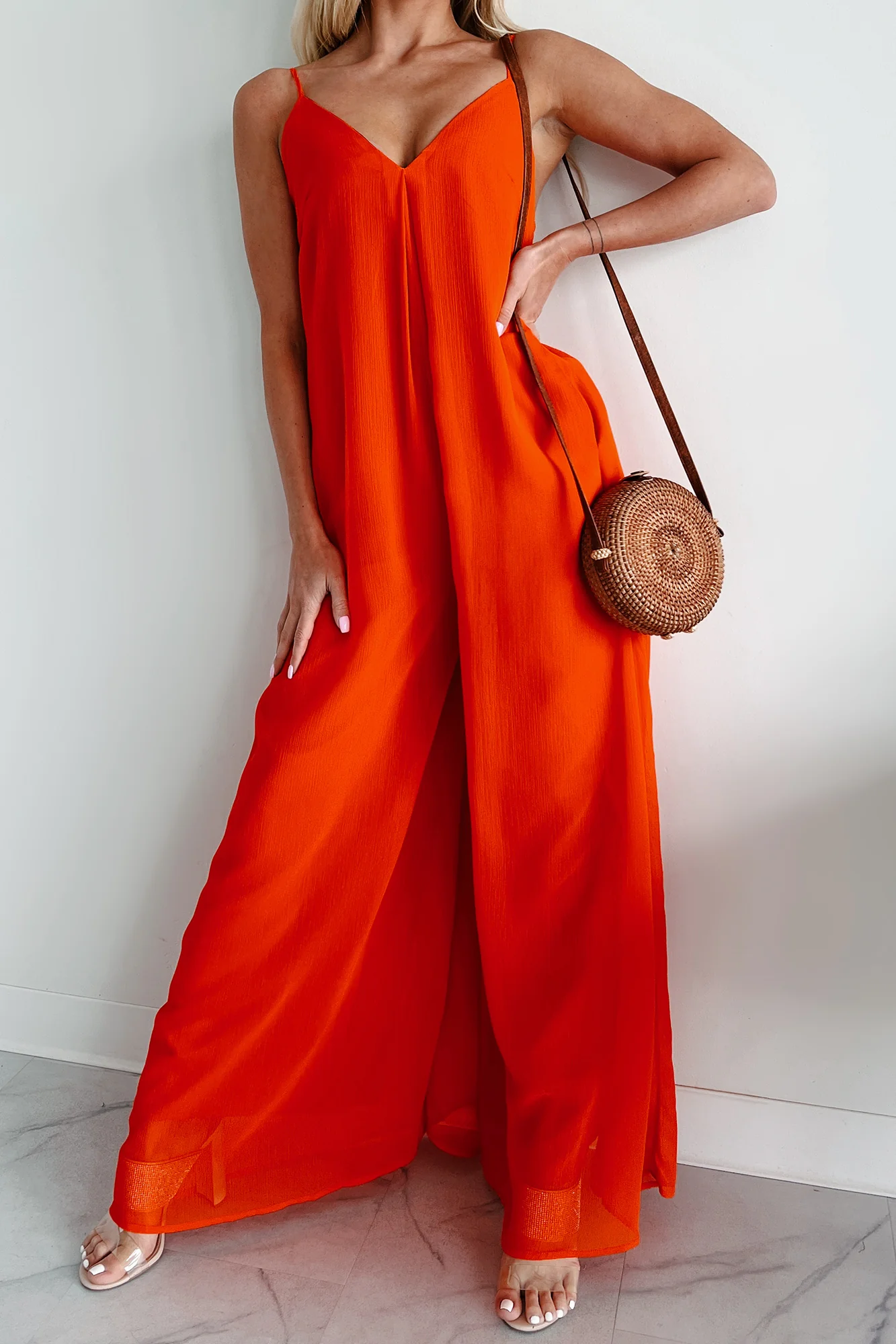 Take The Chance Wide Leg Jumpsuit (Red) - Image 2