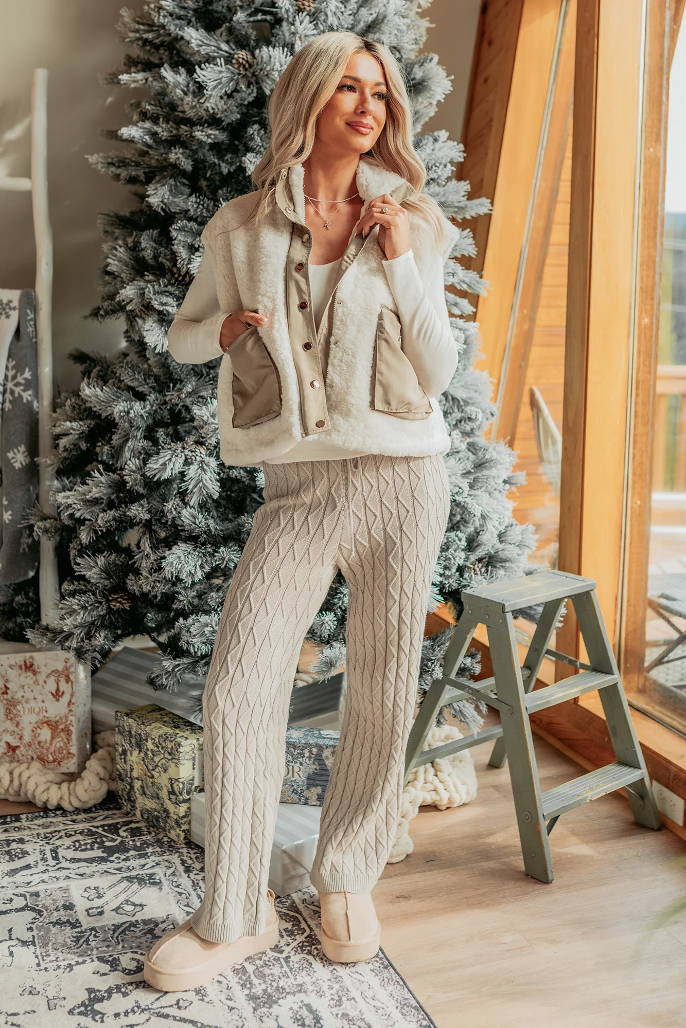 Taking To Heart Cable Knit Fore Pants (Taupe Grey) - Image 2