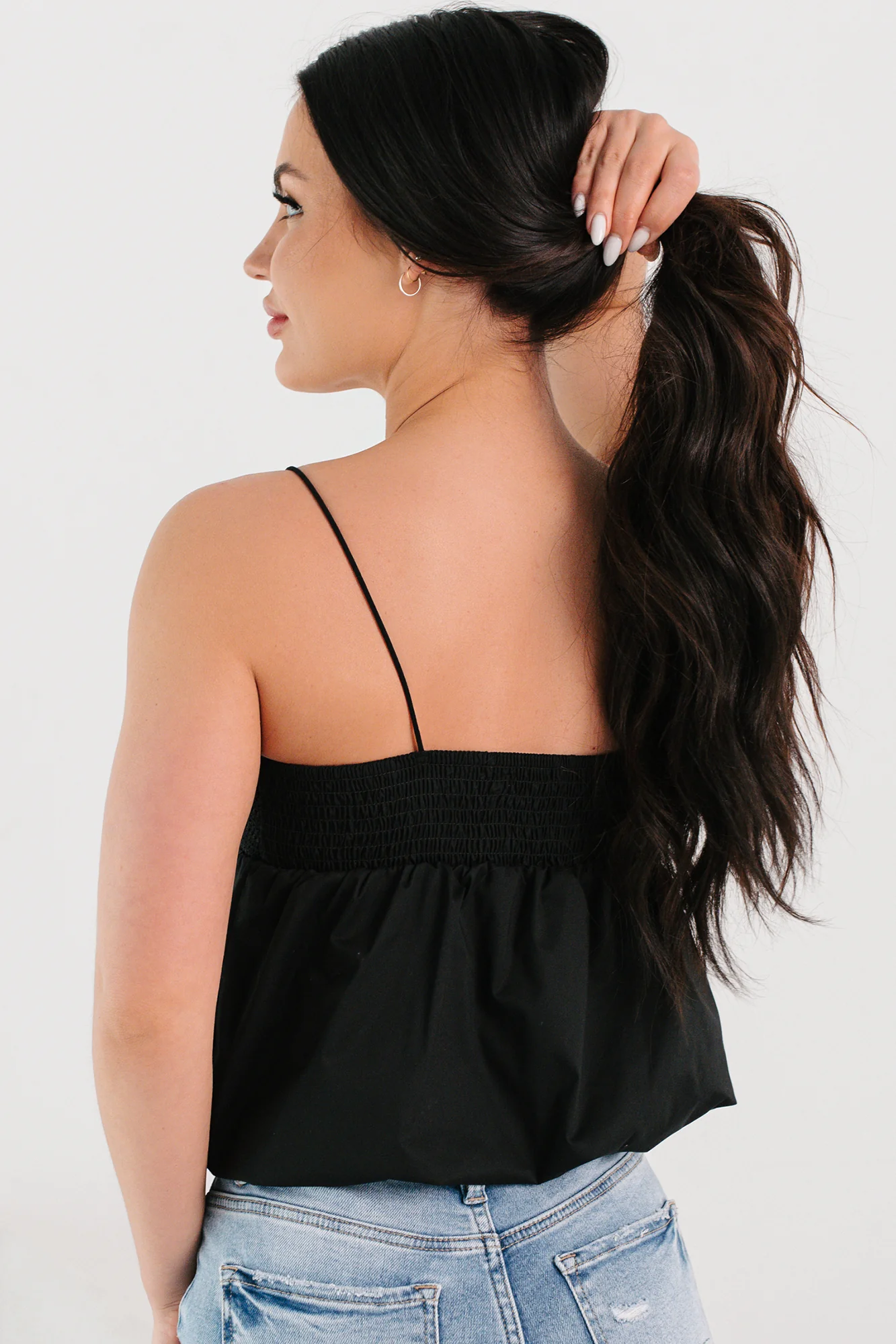 Tangled In You Crochet Bubble Tank (Black) - Image 9