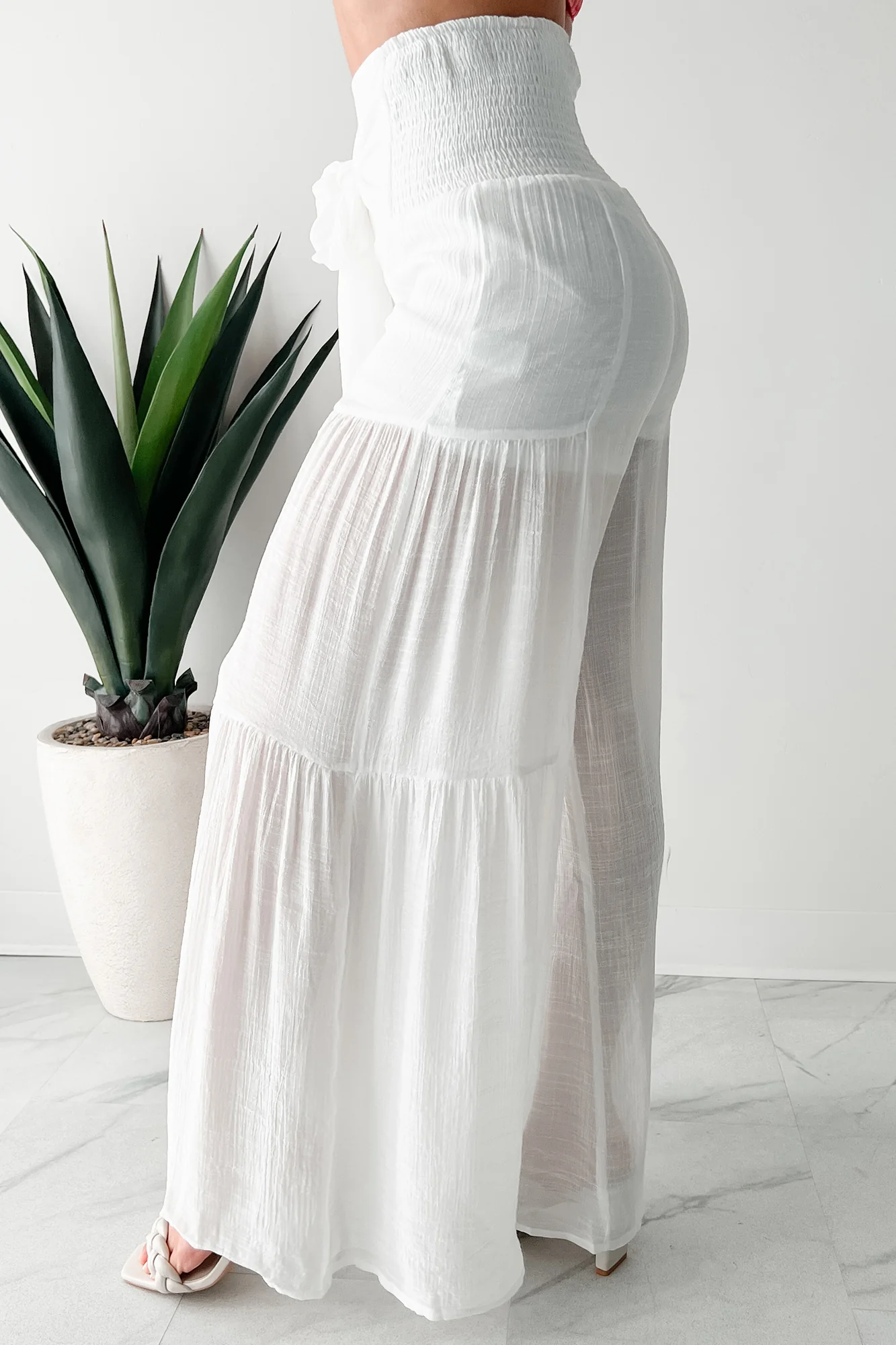 That Time Of Year Tiered Flowy Pants (White) - Image 6