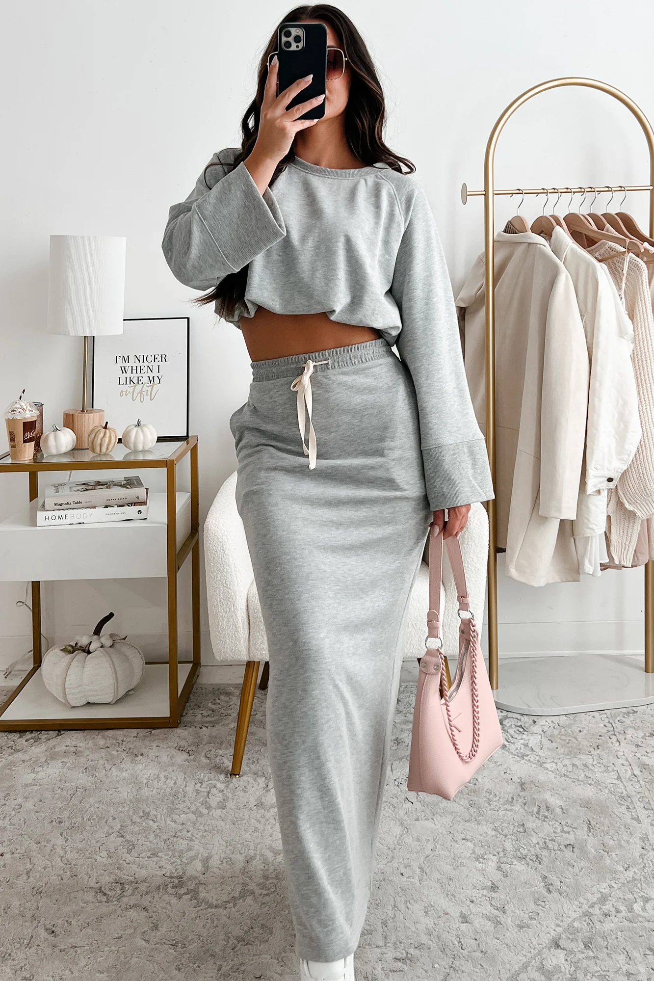 Times Like These Bubble Hem Crop Top (Heather Grey) - Image 9