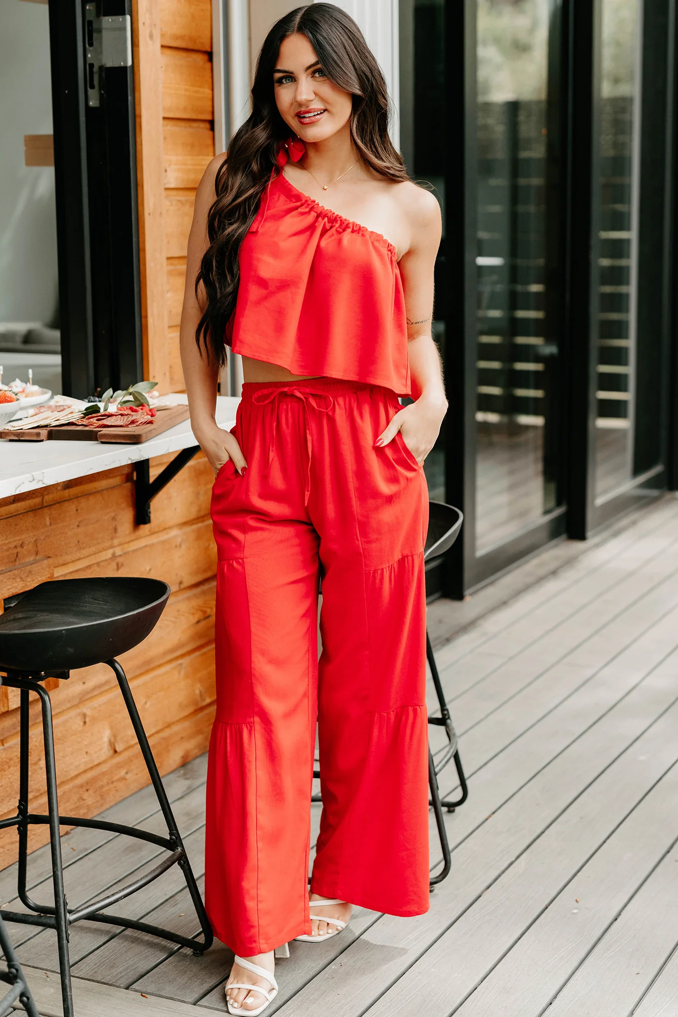 Too Saucy One Shoulder Top (Red) - Image 2