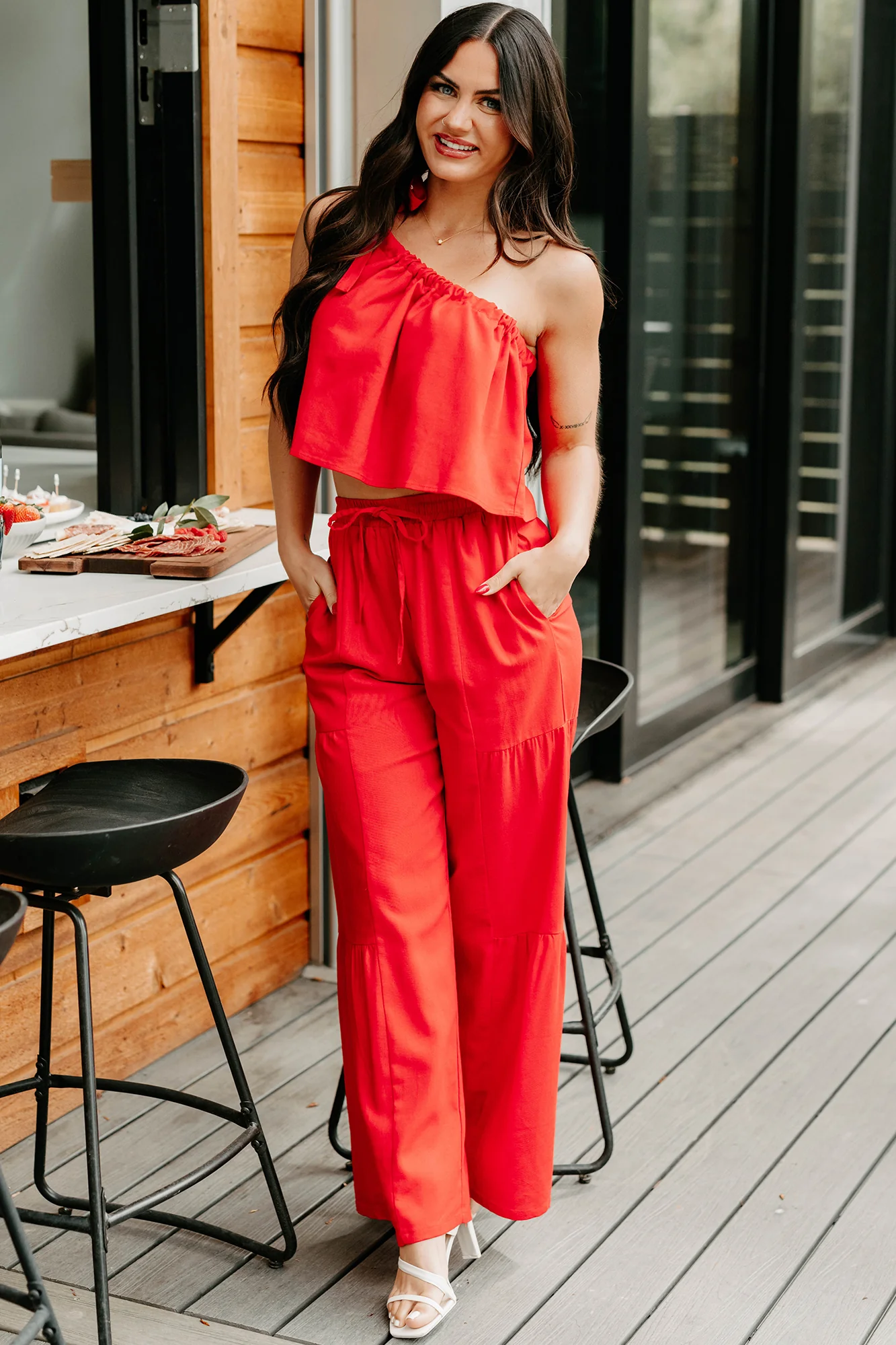Too Saucy One Shoulder Top (Red) - Image 3