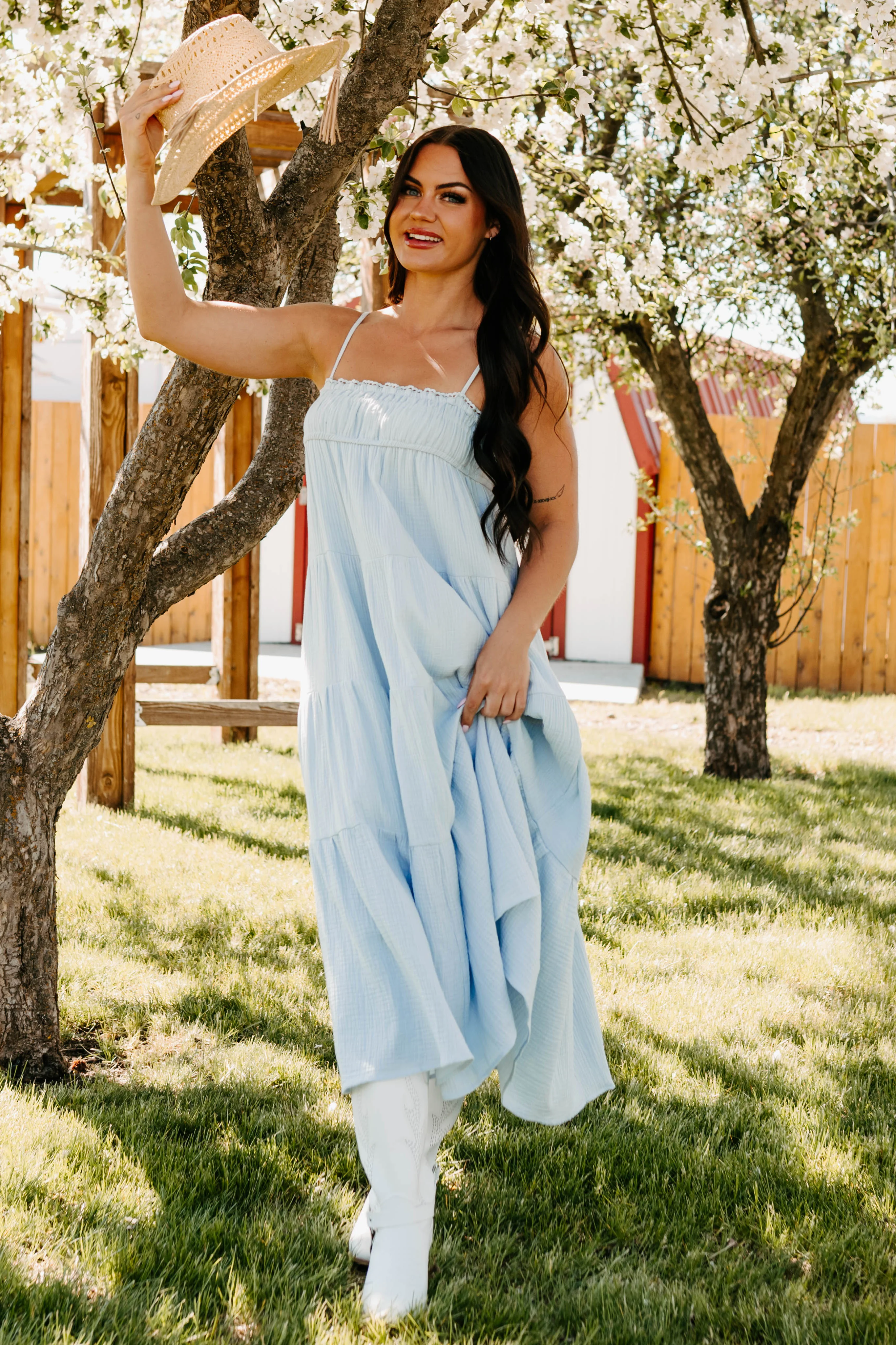 Twilight Glow Sleeveless Tiered Maxi Dress (Light Blue) - Image 8