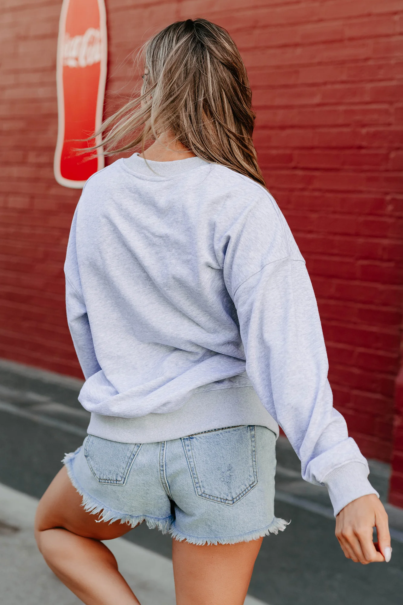 "United States" Strawberry Print Sweatshirt (Grey) - Image 7