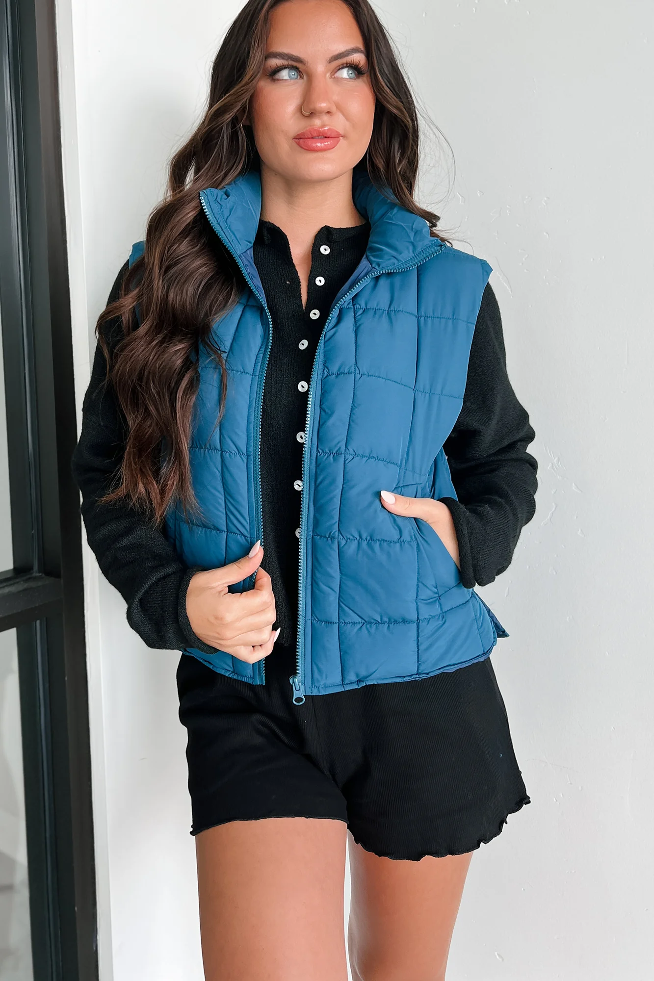 Until Next Time Padded Puffer Vest (Dark Seafoam) - Image 6