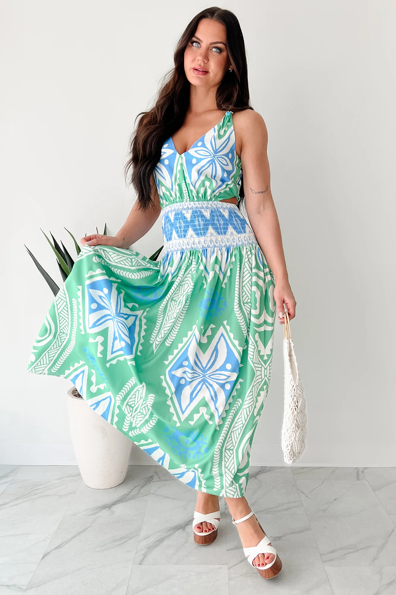 Walking Tall Tropical Print Maxi Dress (Green/Multi) - Image 8
