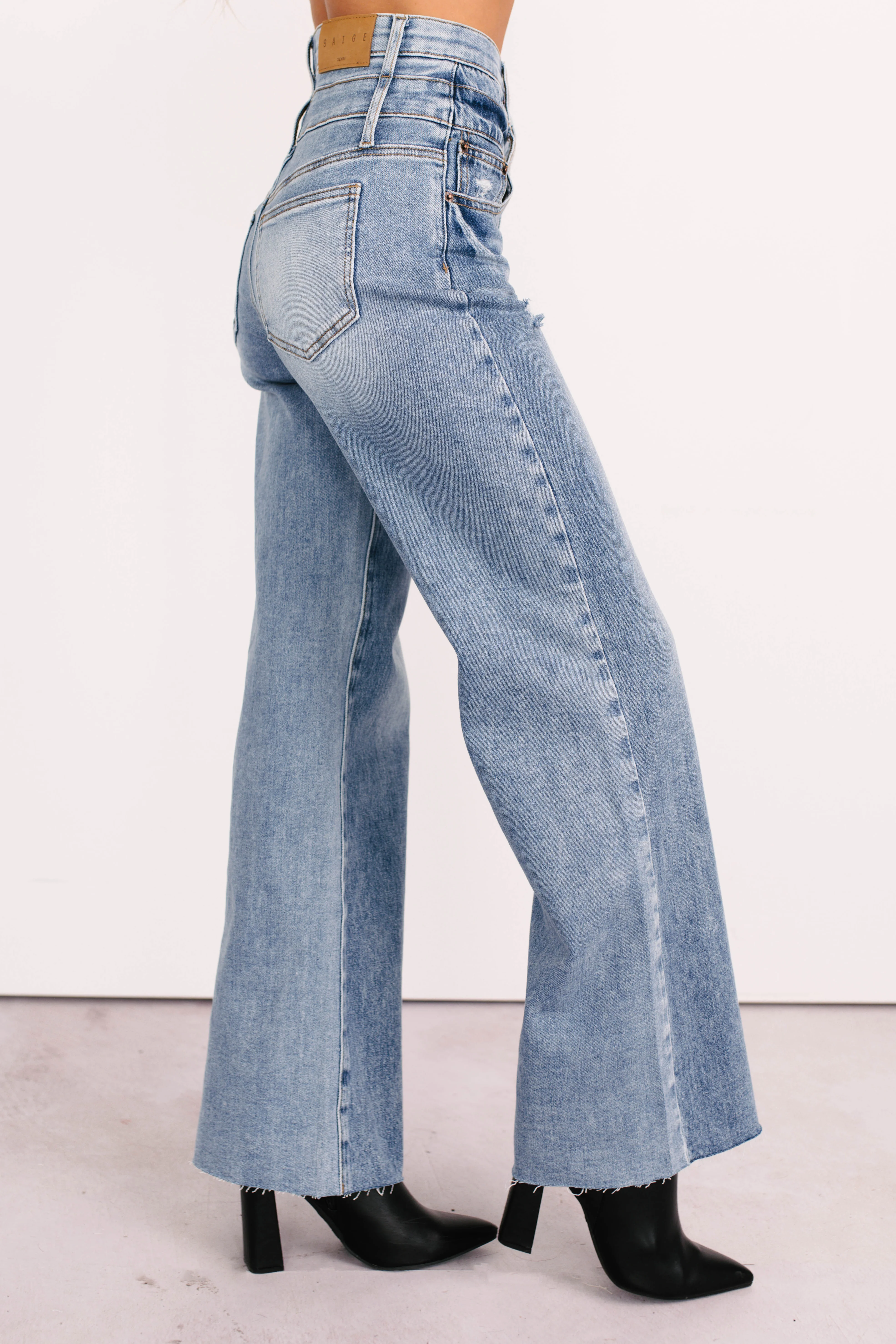 Xander High Rise Double Waist Saige Denim Jeans (Medium) - Image 4