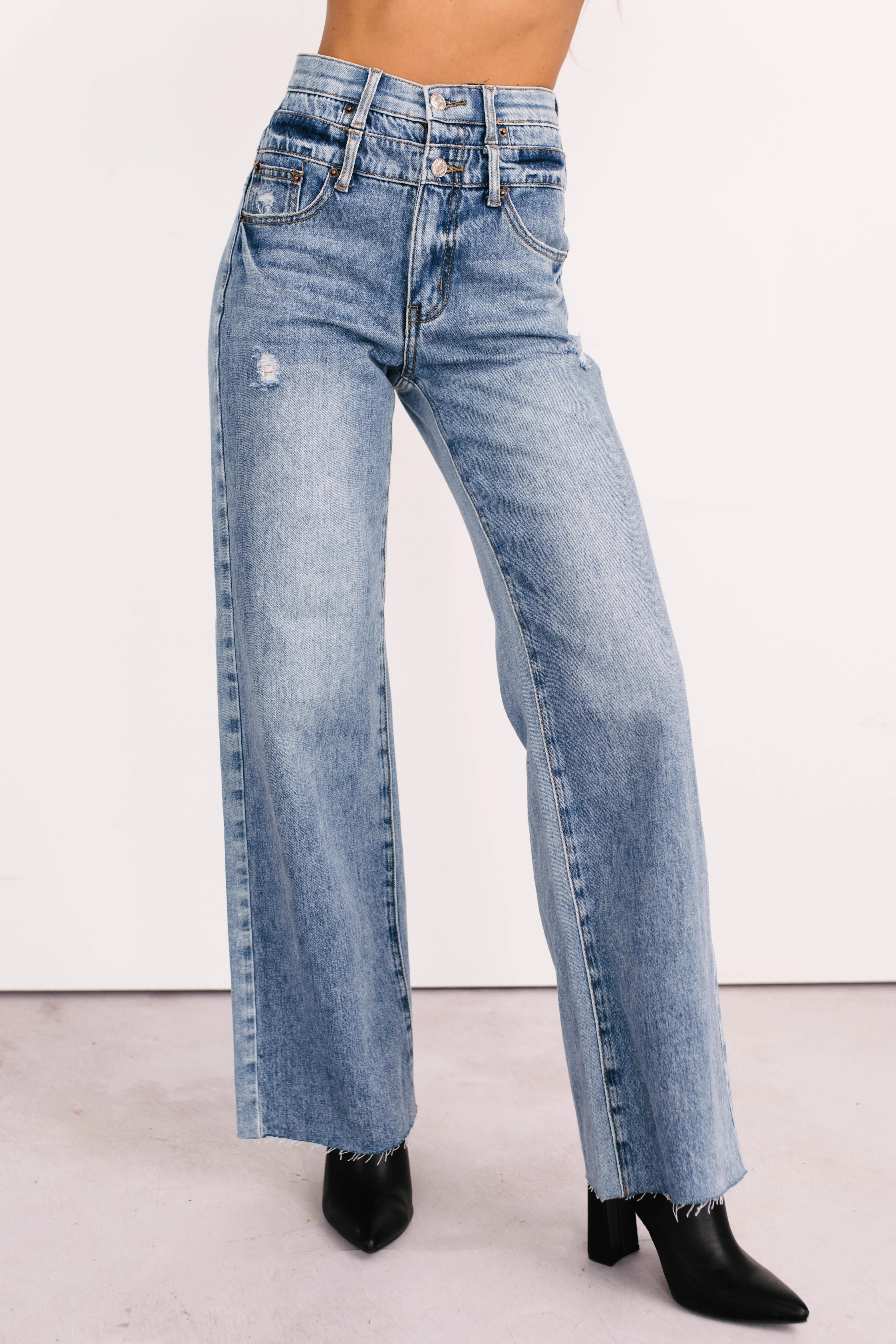 Xander High Rise Double Waist Saige Denim Jeans (Medium) - Image 5